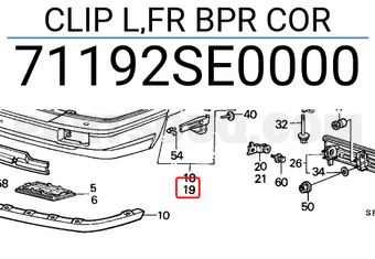 Honda 71192SE0000 CLIP L,FR BPR COR