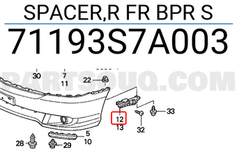 Honda 71193S7A003 SPACER,R FR BPR S