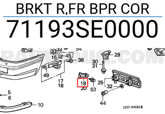 Honda 71193SE0000 BRKT R,FR BPR COR