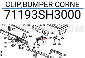 Honda 71193SH3000 CLIP,BUMPER CORNE