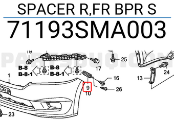 Honda 71193SMA003 SPACER R,FR BPR S