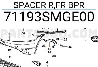 Honda 71193SMGE00 SPACER R,FR BPR