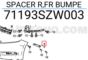 Honda 71193SZW003 SPACER R,FR BUMPE