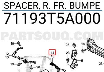 Honda 71193T5A000 SPACER, R. FR. BUMPE