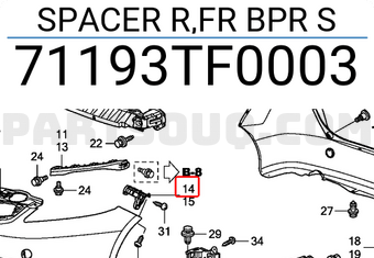 Honda 71193TF0003 SPACER R,FR BPR S