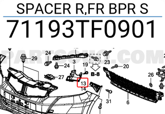 Honda 71193TF0901 SPACER R,FR BPR S