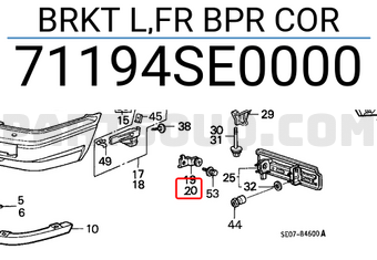Honda 71194SE0000 BRKT L,FR BPR COR