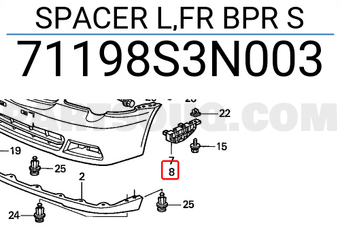 Honda 71198S3N003 SPACER L,FR BPR S