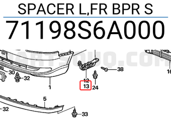 Honda 71198S6A000 SPACER L,FR BPR S