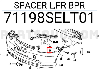 Honda 71198SELT01 SPACER L,FR BPR