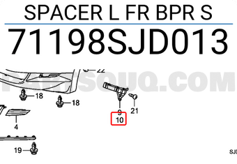 Honda 71198SJD013 SPACER L FR BPR S