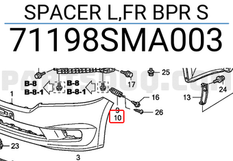 Honda 71198SMA003 SPACER L,FR BPR S