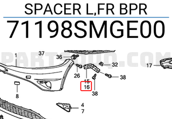 Honda 71198SMGE00 SPACER L,FR BPR