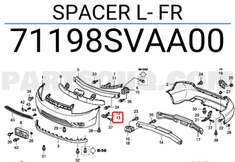 Honda 71198SVAA00 SPACER L- FR
