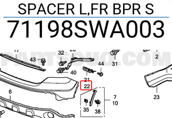 Honda 71198SWA003 SPACER L,FR BPR S
