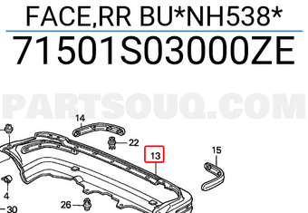 Honda 71501S03000ZE FACE,RR BU*NH538*