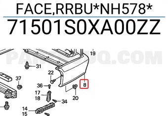 Honda 71501S0XA00ZZ FACE,RRBU*NH578*