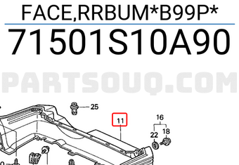 Honda 71501S10A90 FACE,RRBUM*B99P*
