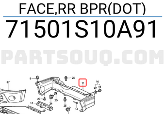 Honda 71501S10A91 FACE,RR BPR(DOT)