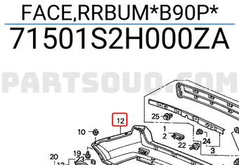 Honda 71501S2H000ZA FACE,RRBUM*B90P*