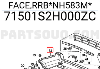 Honda 71501S2H000ZC FACE,RRB*NH583M*