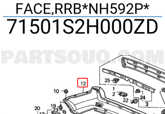 Honda 71501S2H000ZD FACE,RRB*NH592P*