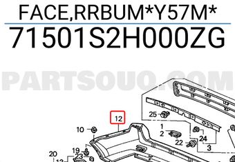 Honda 71501S2H000ZG FACE,RRBUM*Y57M*