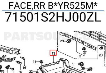 Honda 71501S2HJ00ZL FACE,RR B*YR525M*