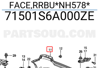 Honda 71501S6A000ZE FACE,RRBU*NH578*