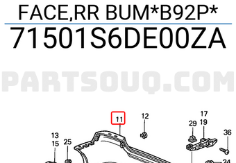 Honda 71501S6DE00ZA FACE,RR BUM*B92P*