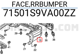 Honda 71501S9VA00ZZ FACE,RRBUMPER