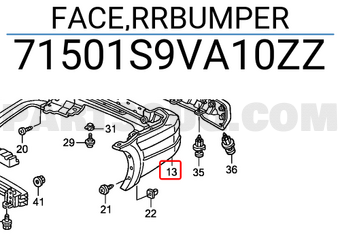 Honda 71501S9VA10ZZ FACE,RRBUMPER