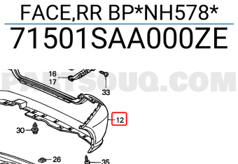 Honda 71501SAA000ZE FACE,RR BP*NH578*