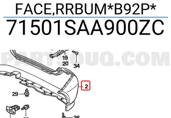 Honda 71501SAA900ZC FACE,RRBUM*B92P*