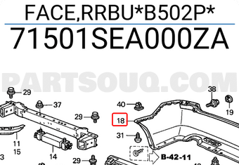 Honda 71501SEA000ZA FACE,RRBU*B502P*