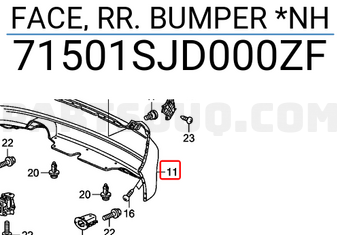 Honda 71501SJD000ZF FACE, RR. BUMPER *NH