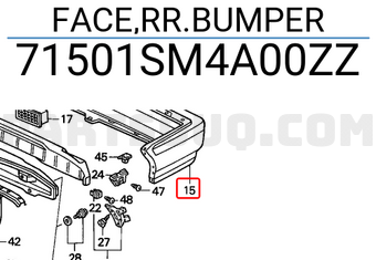 Honda 71501SM4A00ZZ FACE,RR.BUMPER