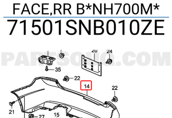 Honda 71501SNB010ZE FACE,RR B*NH700M*