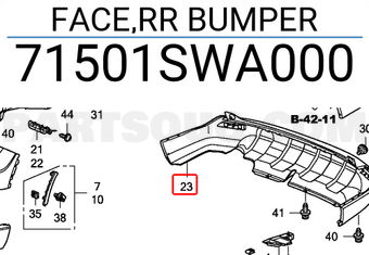 Honda 71501SWA000 FACE,RR BUMPER