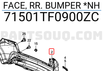 Honda 71501TF0900ZC FACE, RR. BUMPER *NH