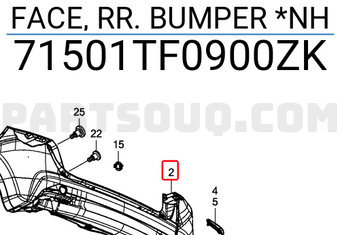 Honda 71501TF0900ZK FACE, RR. BUMPER *NH