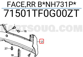 Honda 71501TF0G00ZT FACE,RR B*NH731P*