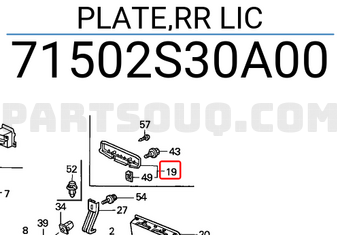 Honda 71502S30A00 PLATE,RR LIC