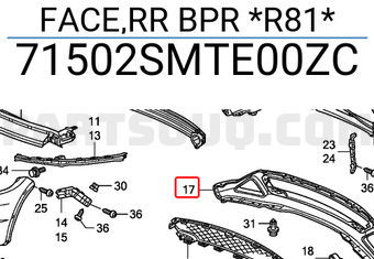 Honda 71502SMTE00ZC FACE,RR BPR *R81*