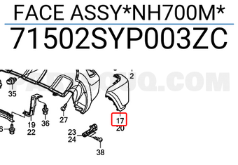 Honda 71502SYP003ZC FACE ASSY*NH700M*
