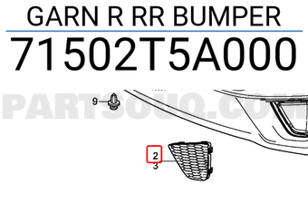 Honda 71502T5A000 GARN R RR BUMPER