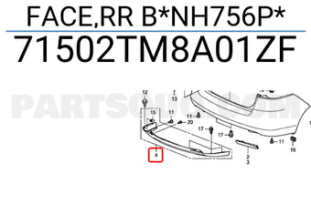 Honda 71502TM8A01ZF FACE,RR B*NH756P*