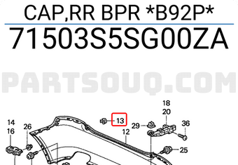 Honda 71503S5SG00ZA CAP,RR BPR *B92P*
