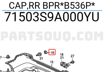 Honda 71503S9A000YU CAP,RR BPR*B536P*