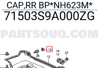 Honda 71503S9A000ZG CAP,RR BP*NH623M*